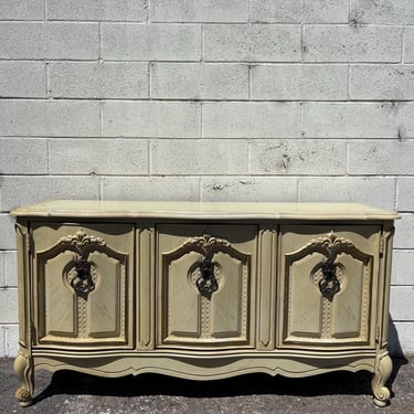 Antique French Provincial Wood Cabinet Buffet Console Low Table Primitive Shabby Chic Storage Vintage Wood Shabby CHic CUSTOM PAINT AVAIL 