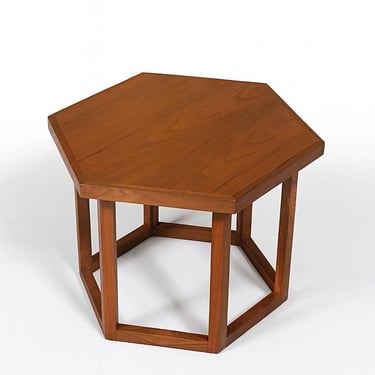 Mid-Century Modern Hexagonal Walnut Side Table, c.1960’s 