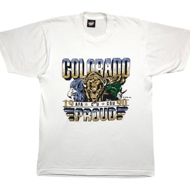 Vintage 1990 “Colorado Proud” Colorado University, Colorado State, and Air Force Academy Pride Graphic T-Shirt Size Large 
