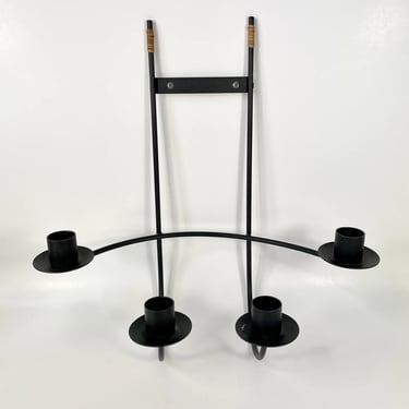 Mid Century Laurids Lonborg style Danish Modern Black Wall Candle Holder Sconce