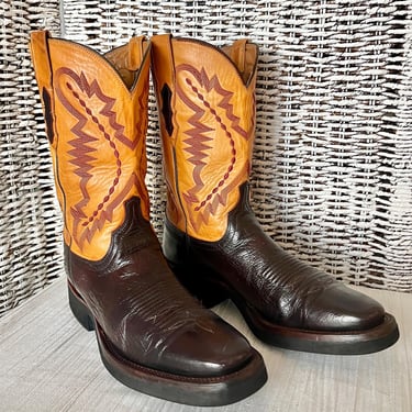 Lucchese Boots, Western Stitching, 2 Tone Leather, Dress Boots, Work Boots 