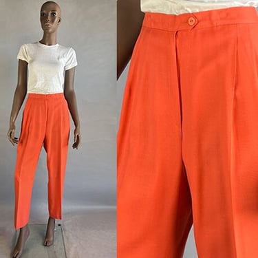 1980s Tangerine Pants / Balliet's Pleated Slacks / Oraqnge Pants / Size Large Size Medium 