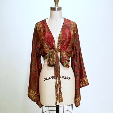 Bell Sleeve Sari Crop in Victorian Parlor