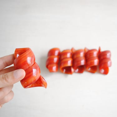 Vintage Red and Orange Spiral Twist Napkin Rings 