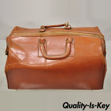 Vintage Maximillion Brown Leather Doctors Medical Bag Carry On Luggage