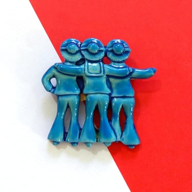 Cool Vintage 40s 50s Blue Sailor Trio Brooch from Italy 