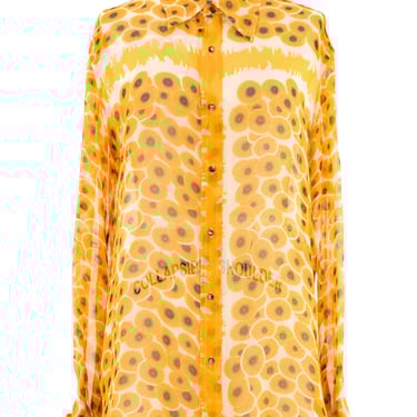 2007 Hermes Sheer Yellow Poppy Blouse