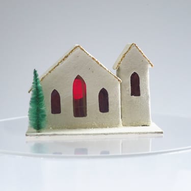 Vintage Mini Putz Church • Made in Japan • Kitsch Holiday Village Accents 