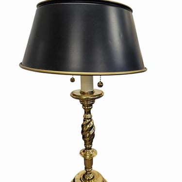 Barley Twist Brass Lamp Tole Shade 28&quot;h c 12&quot;Dia
