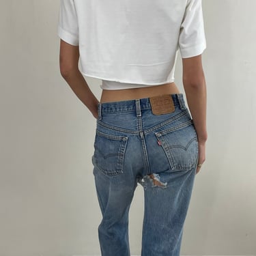 Vintage 70s Levi's 501 soft faded torn shredded shrink to fit Levis jeans made in USA size 29 x 30