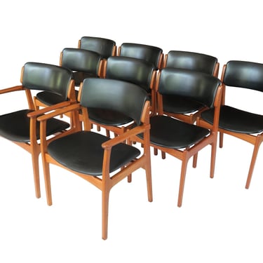 Nine (9) Erik Buck Danish Teak Dining Chairs for Cabinetmaker Povl Dinesen 