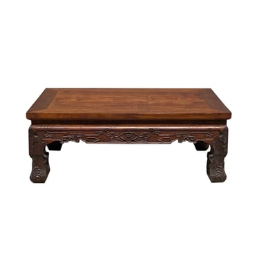 Brown Rosewood Oriental Scroll Carving Rectangular Display Table Stand ws2127E 