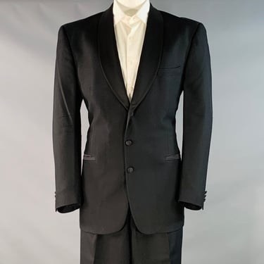 JHANE BARNES Size 44 Long Black Pleated Shawl Lapel Tuxedo