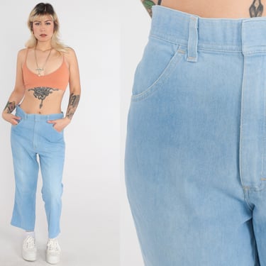 Cropped Flared Jeans Men's 33 -- 70s Denim Jeans Bell Bottom Pants High Waisted Boho High Rise 1970s Vintage Blue Jean Medium 