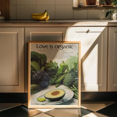 Digital Print Download: Vintage 1970s California Avocado Magazine Ad Reproduction Poster, Love is Organic | 11x14 