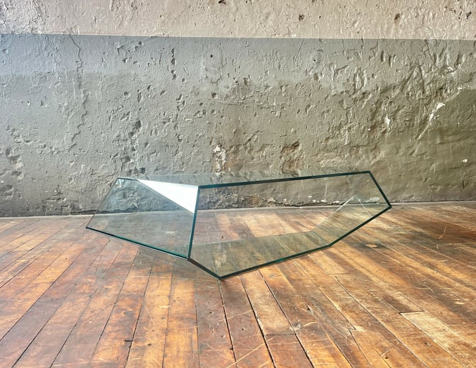 Modern Glass Geometric Asymmetrical  Dekon 2 Coffee Table by Tonelli KNOLL MCM