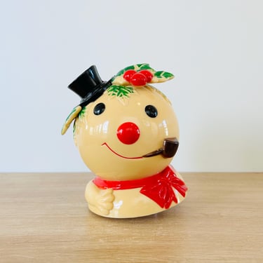 Vintage 1973 Plastic Snowman Music Box Vintage Christmas Made in Hong Kong - As Is Condition 