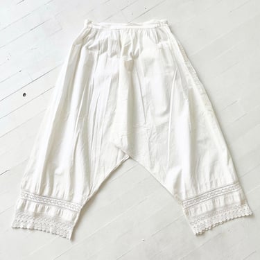 Antique Victorian White Cotton Bloomer Shorts 