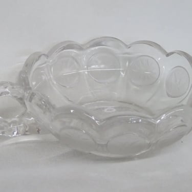 Fostoria Coin Glass Clear Eagle and Torch Nappy Candy Dish with Handle 3674B