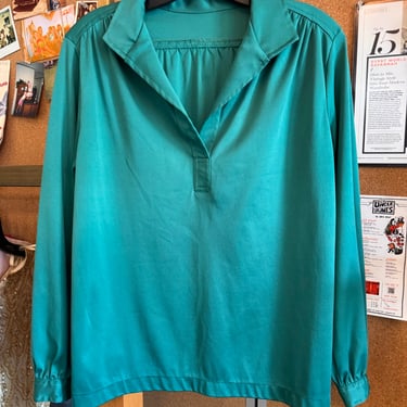 1970s Green Half-Button Blouse
