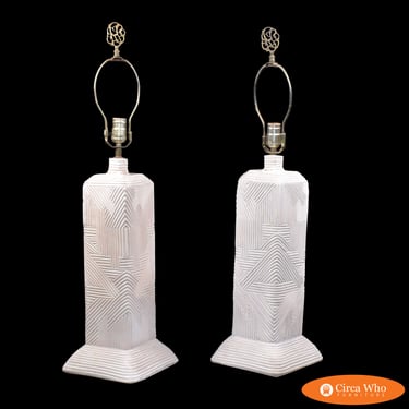 Pair of Ceramic Geometrical Table Lamps