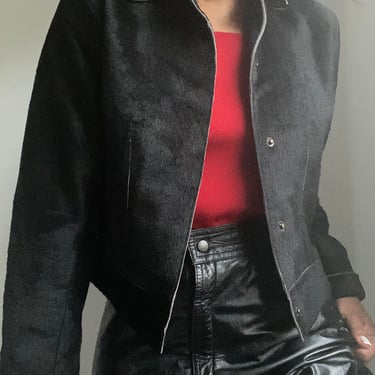vintage 90s Y2K genuine noir hyde  leather essential jacket 