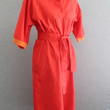 1980s - Color Blocked - Red/Orange New With Tag - Dead Stock - Marked size 18 1/2 - Cotton - by Cafe Blanc 