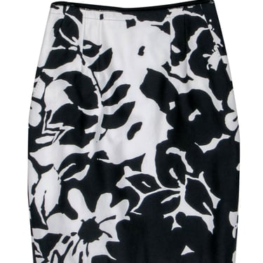 Elie Tahari - White & Black Floral Print Pencil Skirt Sz 4