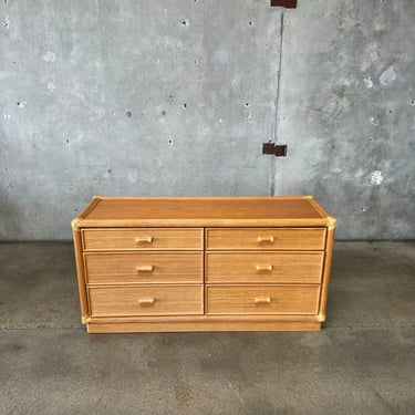 Rattan Teak & Leather Dresser