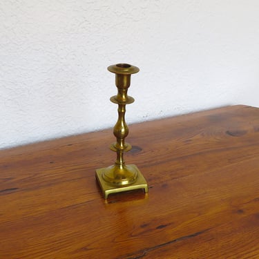 Antique Brass Candlestick Holder Solid Heavy 19th cent. Hand Turned 