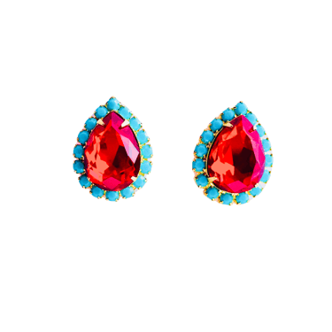 The Pink Reef Pear Stud in Ruby
