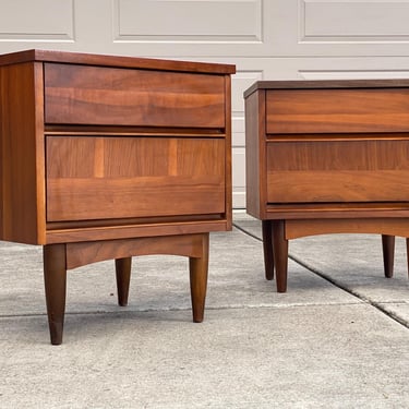 Midcentury Modern Walnut Nightstand Or End Table Set 