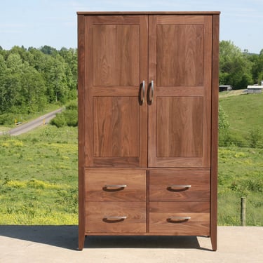 x4222b *Hardwood Armoire with Ample Storage, 2 Doors 4 Drawers, Inset Faces, Flat Panels, 42