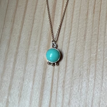 Mint chrysoprase pendant in sterling silver with 14k gold pebbles on a 14k solid gold 16”cable chain. Handmade and one of a kind! 