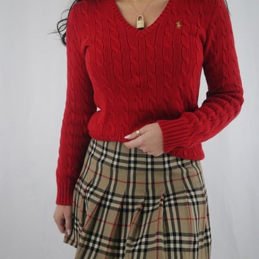Vintage Cherry Red Ralph Lauren Sweater (S/M) 