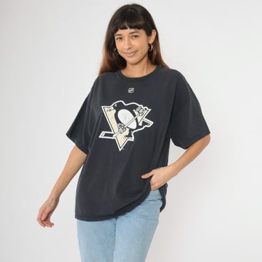 Vintage Pittsburgh Penguins Malkin T-Shirt 00s Reebok NHL Hockey Logo Number 71 Black Hockey Crewneck Tee 2000s Extra Large xl 