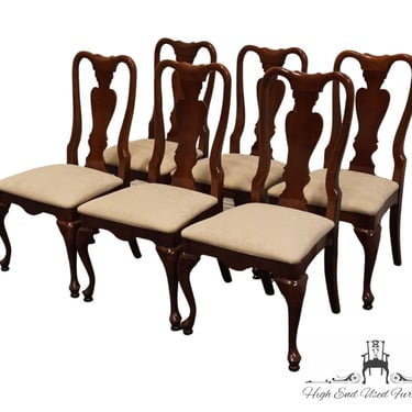 Set of 6 AMERICAN DREW Solid Cherry Traditional Queen Anne Style Splat Back Dining Chairs 