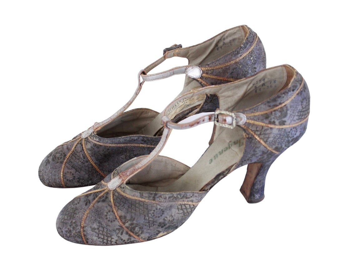 1920s Sable Blue Silk T-Strap Heels - Vintage 1920s Womens | Veracious ...