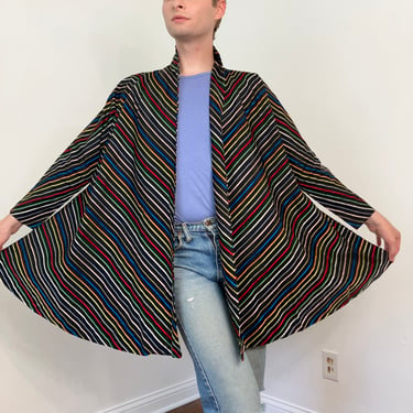 50s Rainbow striped open face swing coat by Maxan 