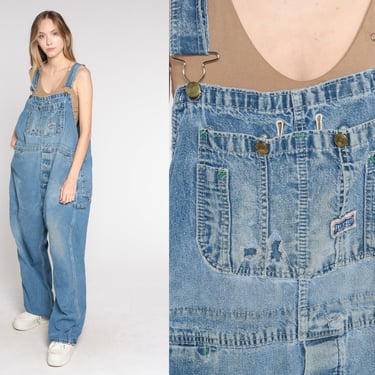Big Smith Jean Overalls 90s Denim Overall Pants Coveralls Work Wear Baggy Retro Dungarees Bib Boyfriend Vintage 1990s Men's Extra Large xl 