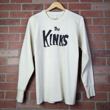 Vintage 80s The Kinks Band Logo ORIGINAL Thermal Longsleeve - Medium / Large 