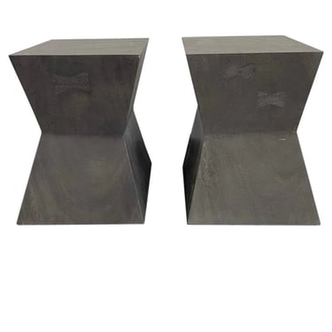 Post Modern Wooden Side Tables, a Pair 