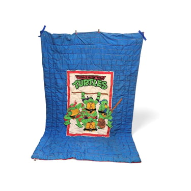 Vintage Teenage Mutant Ninja Turtles Blanket, Twin Bedspread, TMNT Bed Quilt, Leonardo Michelangelo Donatello & Raphael, Vintage Bedding 
