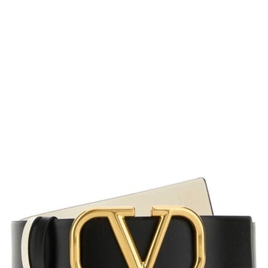 Valentino Garavani Women Black Leather Vlogo Signature Reversible Belt