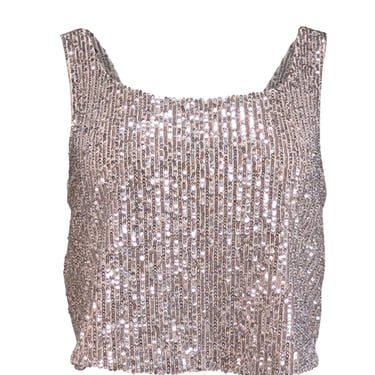 Pinko - Beige Tulle Crop Top w/ Silver Sequins Sz M