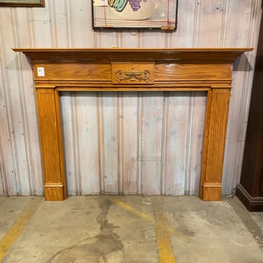 Stained Fireplace Mantel with Neoclassical Trim (2 Available)