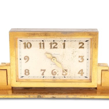 Art Deco Waltham 8 Day Brass Mantel Clock