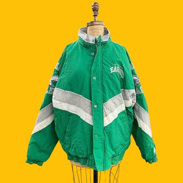 Vintage Philadelphia Eagles Starter Jacket 1990s Retro Size XL + Kelly Green + NFL Football Merch + Philly Sports + Winter Coat + 