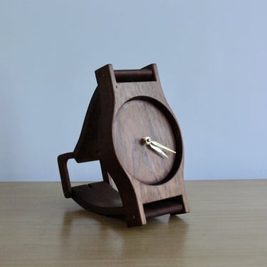 Vintage Handmade Walnut Watch Clock 
