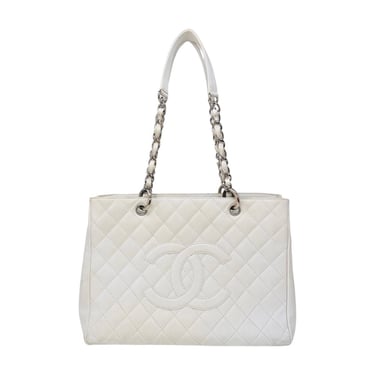 Chanel White Leather Shopper Purse